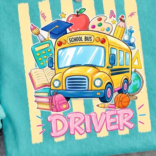 School Bus Driver graphic tee, teal